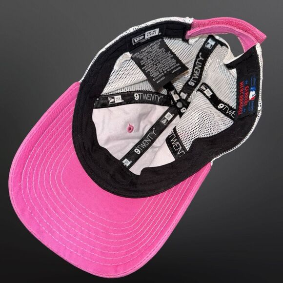 Youth New Era 9Twenty Pink Los Angeles Dodgers Trucker Hat Snapback Adjustable - Picture 6 of 8